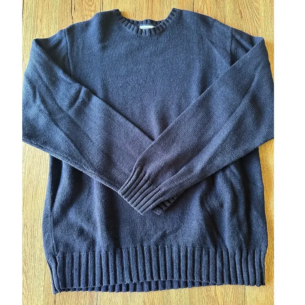 IZOD Vtg Navy Blue Chunky Sweater Size Medium